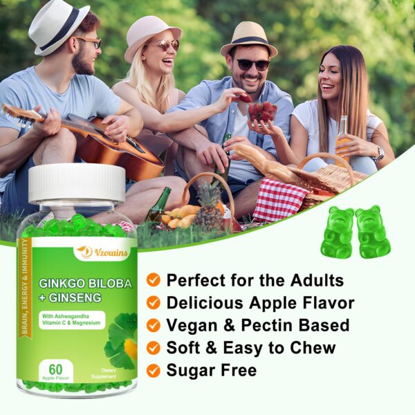 Información nutricional gomitas VZOXAINS Ginkgo Biloba