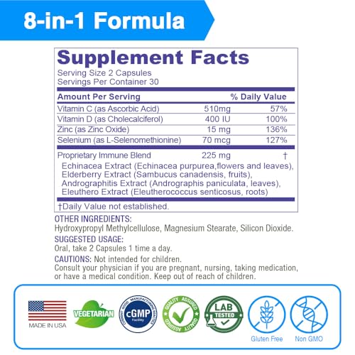 Información nutricional suplemento Lovita defensa inmunológica