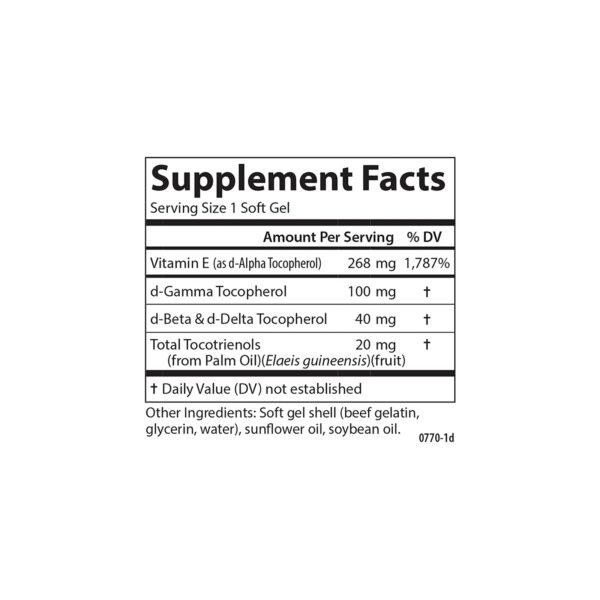 Información nutricional vitamina E Carlson