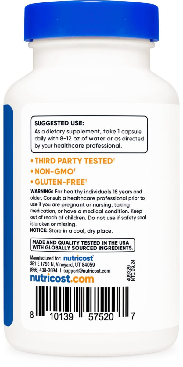 Información producto Nutricost Lactobacillus Acidophilus 500M UFC