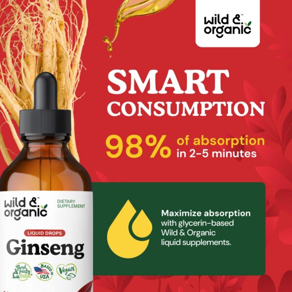 Parte trasera del frasco con información del suplemento ginseng orgánico