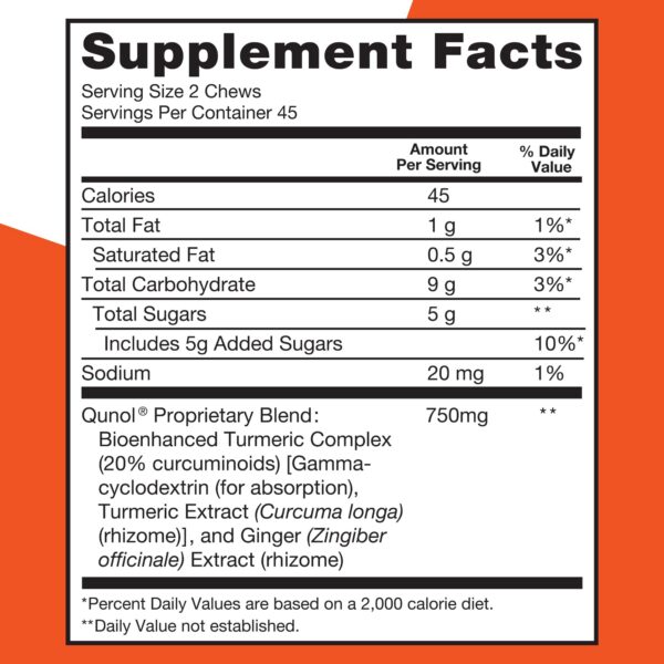 Información suplementaria Qunol gomitas cúrcuma jengibre