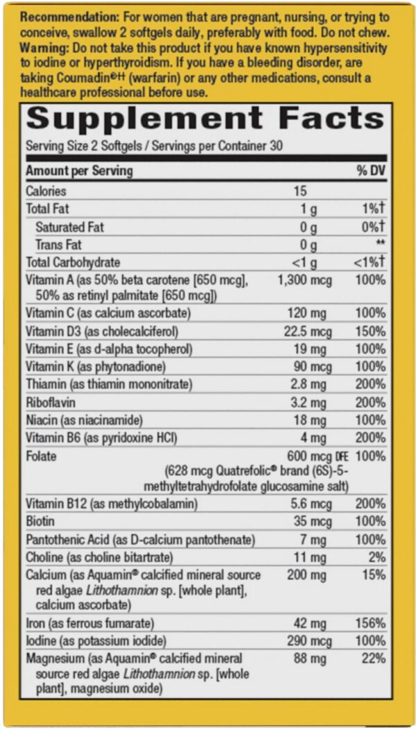 Ingrediente DHA vegetal multivitamínico prenatal Nature's Way