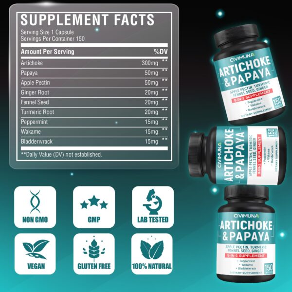 Ingrediente natural de alcachofa en cápsulas CIVIMUNA