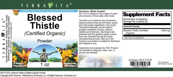 Ingrediente natural Cardo Bendito en polvo orgánico