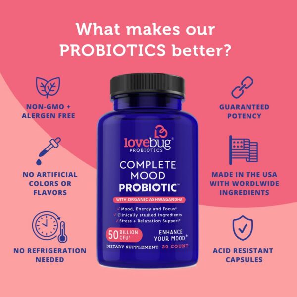 Ingredientes naturales y beneficios en la etiqueta del probiótico