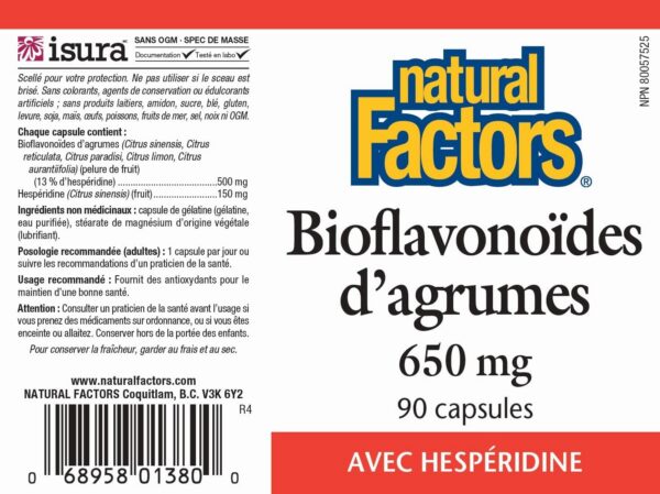 Ingredientes Bioflavonoides cítricos Natural Factors 650 mg