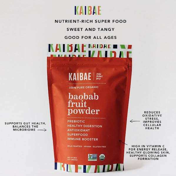 Paquete de polvo KAIBAE baobab rico en vitamina C y minerales