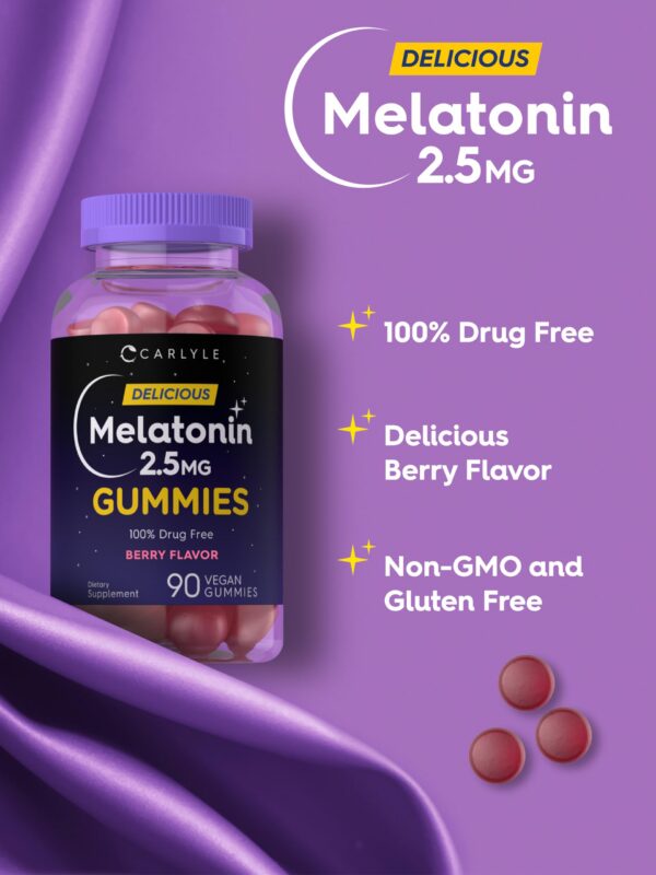 Detalle de ingredientes en gomitas de melatonina Carlyle