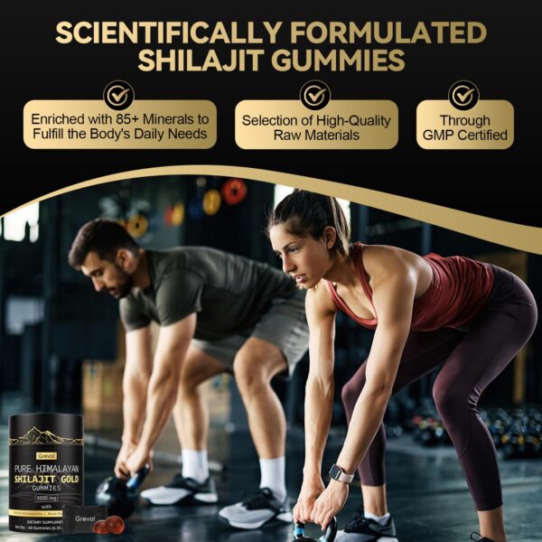 Ingredientes principales de gomitas Shilajit Himalayan Grevol oro