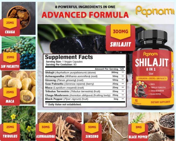 Ingredientes herbales del suplemento Shilajit Himalaya