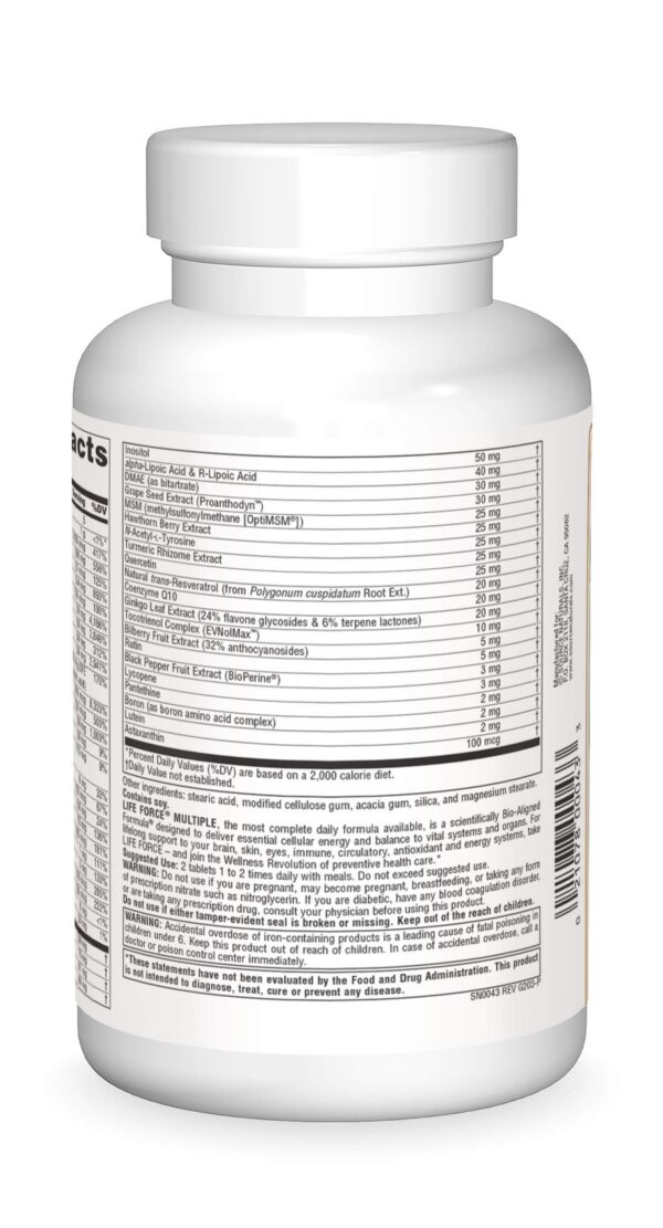 Ingredientes de Life Force Multiple listados