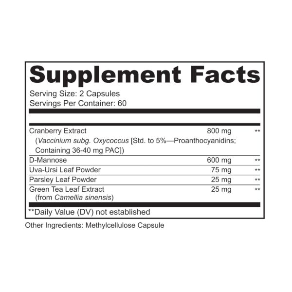 Ingredientes de LIVELY VITAMIN CO UTI BFF para salud urinaria