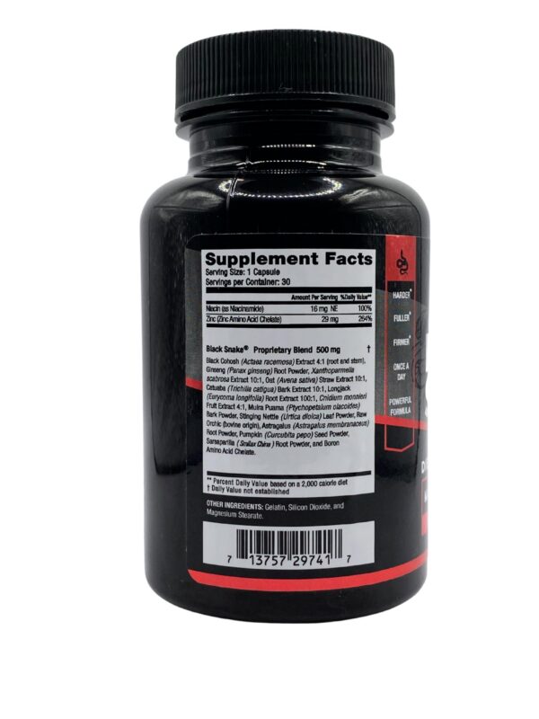 Ingredientes naturales en cápsulas Black Snake