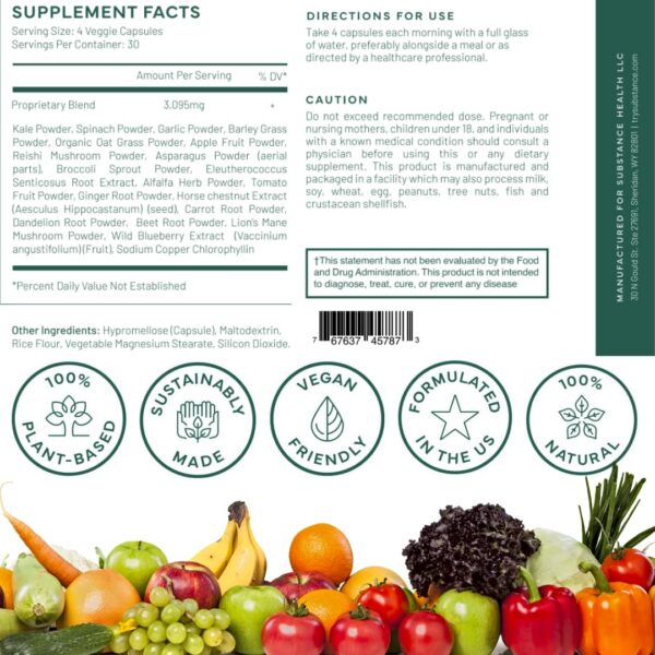 Ingredientes naturales en cápsulas para salud y energía