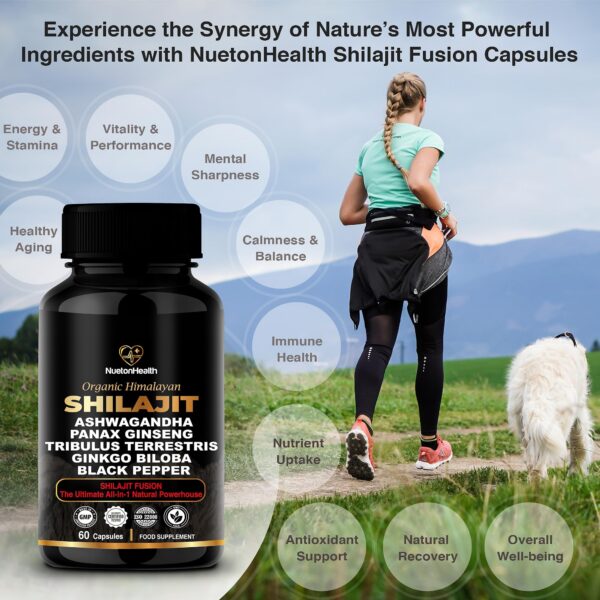 Lista de ingredientes naturales en cápsulas NUETONHEALTH Shilajit Fusion