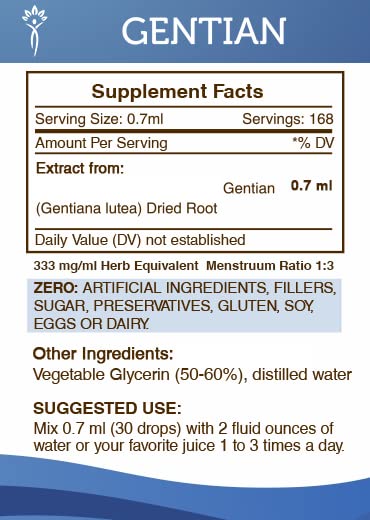 Ingredientes naturales en extracto de genciana