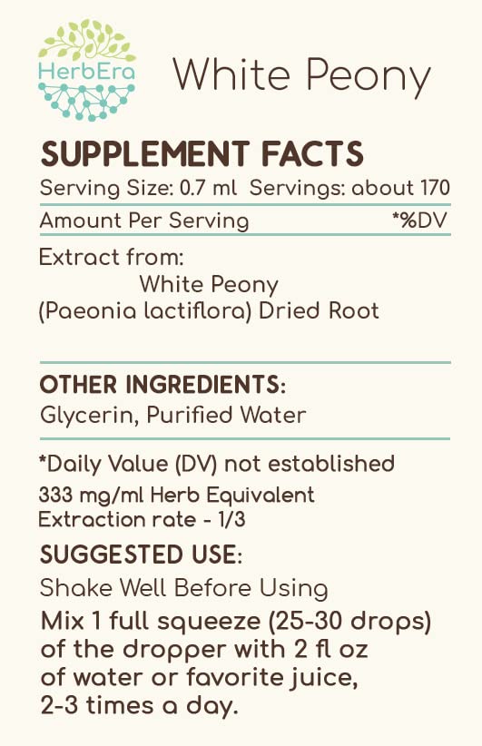 Ingredientes Naturales Extracto Peonía Blanca 4 oz Herbera