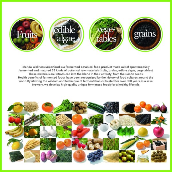 Version 1.0.0 Ingredientes naturales de Manda Wellness Superfood fermentado