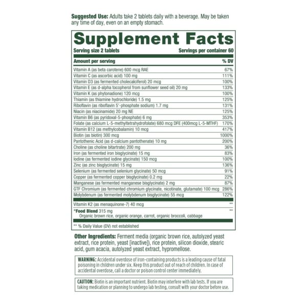 Ingredientes naturales Multivitamínico MegaFood mujeres