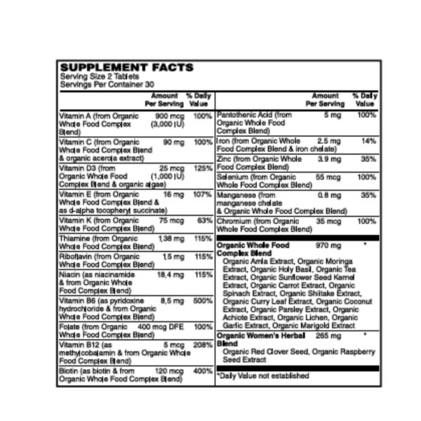 Ingredientes naturales multivitamínico para mujeres PINE HILL FARM