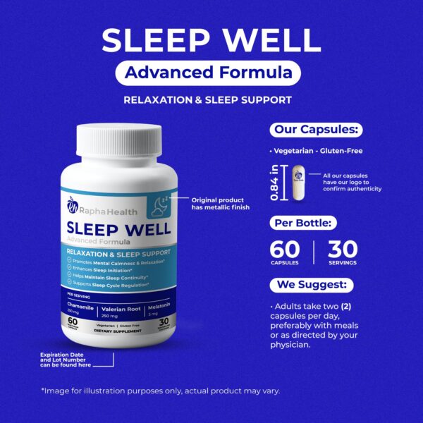 Ingredientes naturales Sleep Well cápsulas para sueño mejor