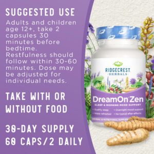 Ingredientes naturales para sueño sin melatonina DreamOn Zen RidgeCrest