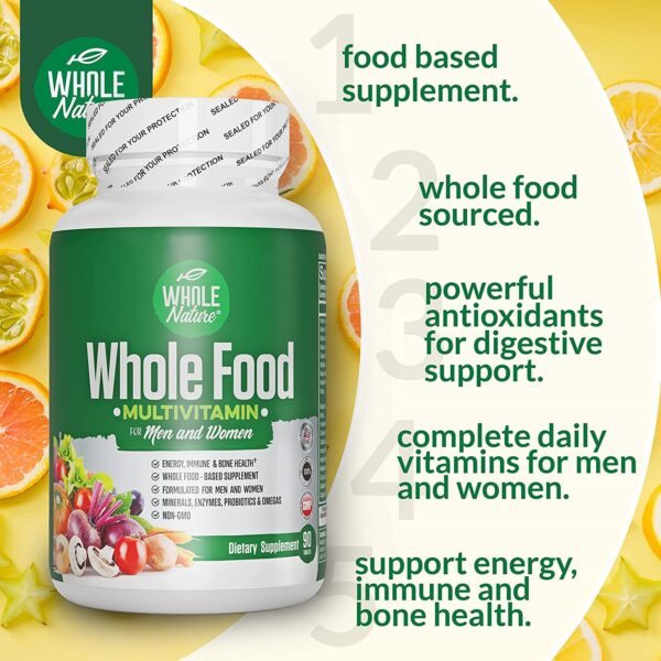 Ingredientes naturales Whole Nature multivitamínico en cápsulas