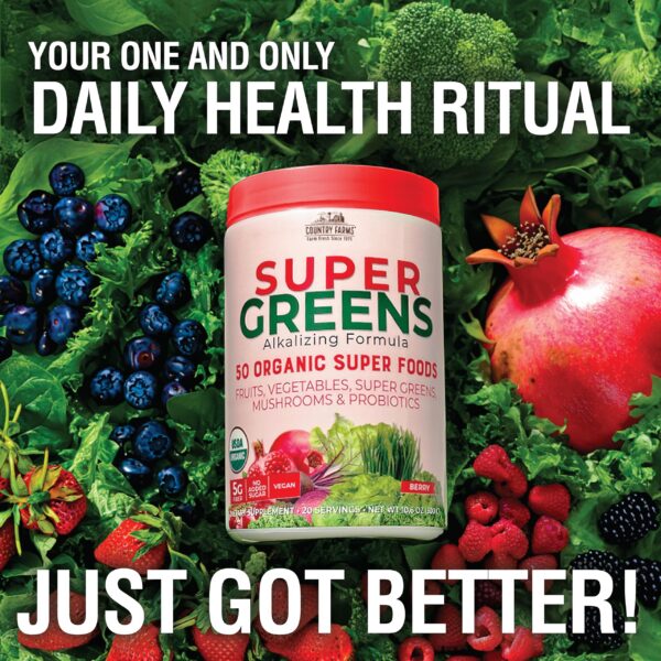 Ingredientes orgánicos y naturales en Country Farms Super Greens