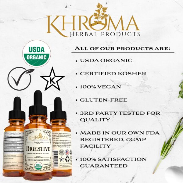 Version 1.0.0 Ingredientes naturales orgánicos en mezcla digestiva Khroma para salud estomacal