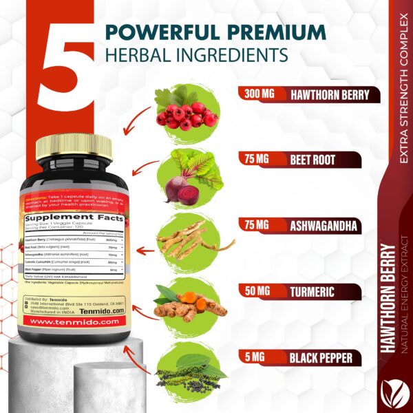 Ingredientes suplementarios espino blanco con remolacha y cúrcuma