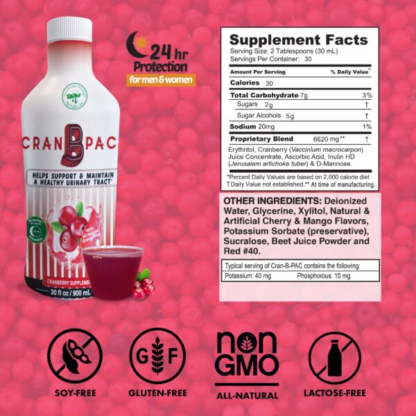 Ingredientes suplementos Cran-B-PAC para salud urinaria