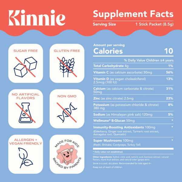 Ingredientes veganos y sin alérgenos para bebida Kinnie Kids