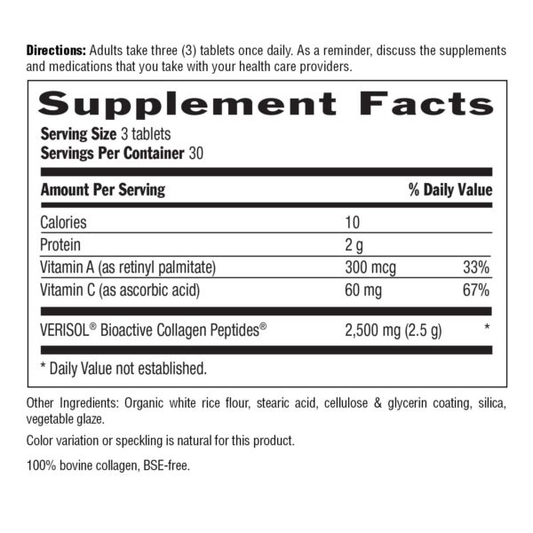 Sección de ingredientes con vitaminas A y C