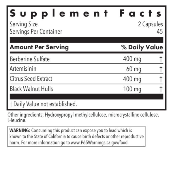 Lista de ingredientes berberina y artemisinina