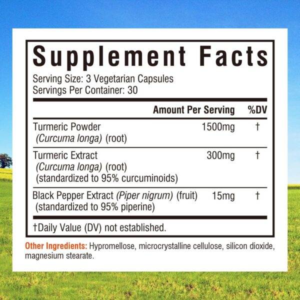 Etiqueta cápsulas Innate Vitality cúrcuma curcumina para movilidad