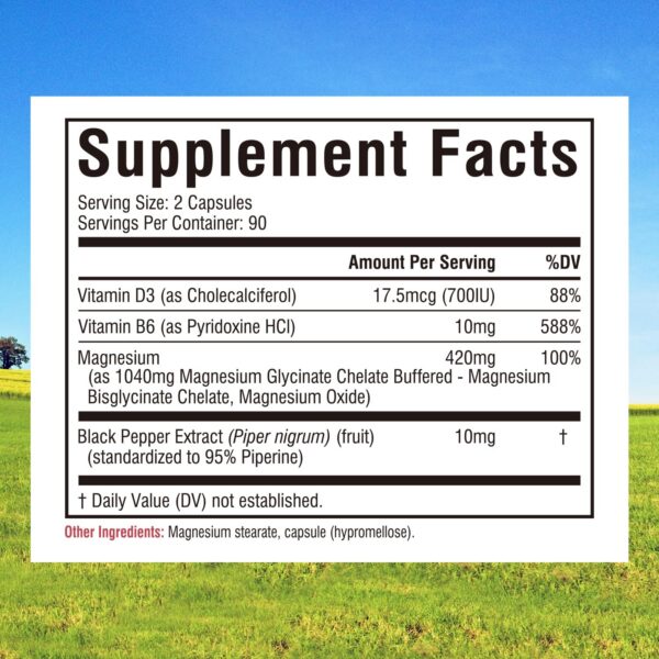 Pimienta negra y vitaminas D3 y B6 en etiqueta