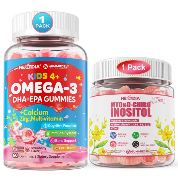 Gomitas de Inositol y Omega-3 frente al empaque