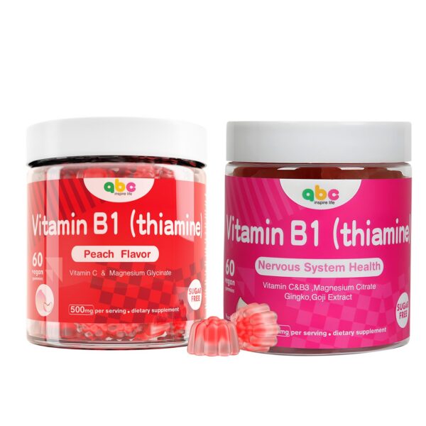 Gomitas tiamina B1 INSPIRELIFE ABC durazno envase frontal