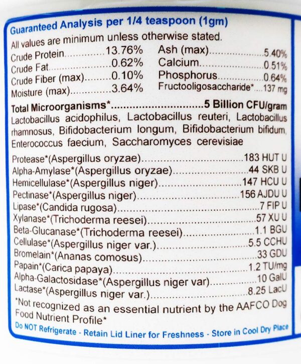 Instrucciones y detalles de suplemento probiótico CATZYMES Daily Balance
