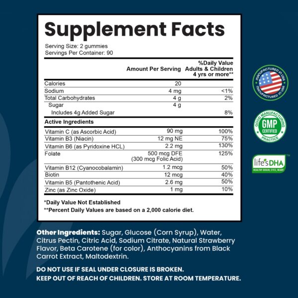 Etiqueta sabor fresa natural de B-complex