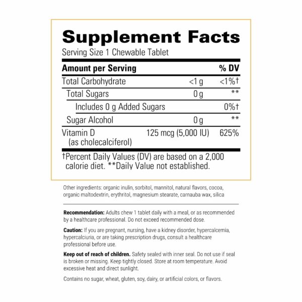 Etiqueta de Vitamina D3 sabor chocolate