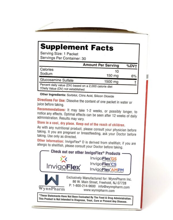 Etiqueta del producto INVIGOFLEX D glucosamina sulfato