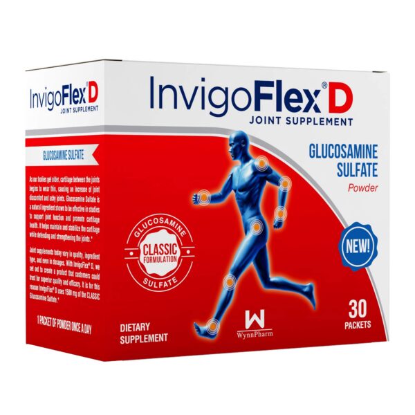 Frontal del empaque INVIGOFLEX D glucosamina sulfato