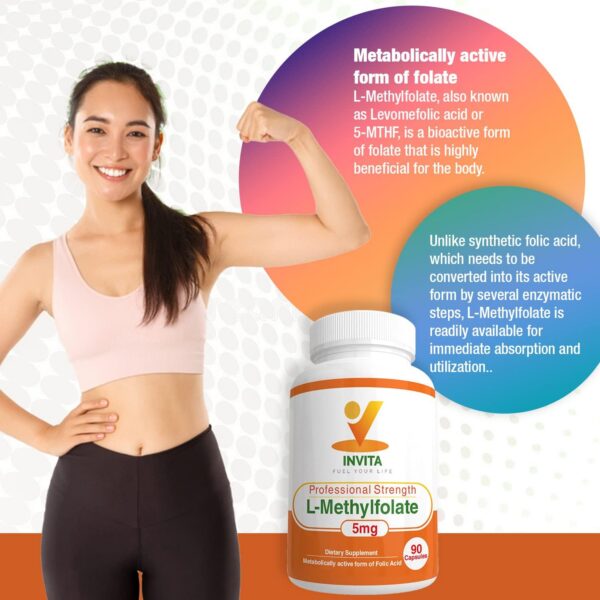 Frasco con cápsulas L-Methylfolate 5-MTHF