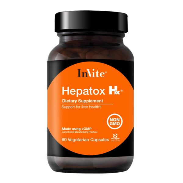 Invite Health Hepatox Hx frasco con suplemento hepático en cápsulas vegetales
