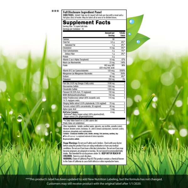 Etiqueta de producto Irwin Naturals 3-en-1 Joint Formula