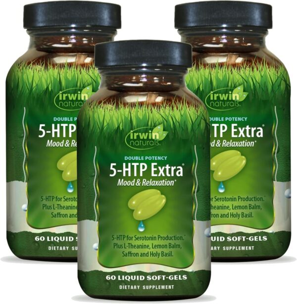 Frente del envase Irwin Naturals 5-HTP Extra