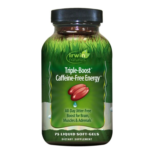 Botella Irwin Naturals Energía Triple-Boost sin cafeína 75 softgels