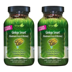 Paquete doble Irwin Naturals Ginkgo Smart para mejorar función cerebral y memoria